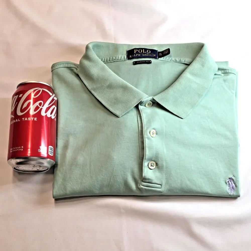 Polo Ralph Lauren Classic Fit Polo Shirt –‎ Size XL – Jade Green with Lilac Lo